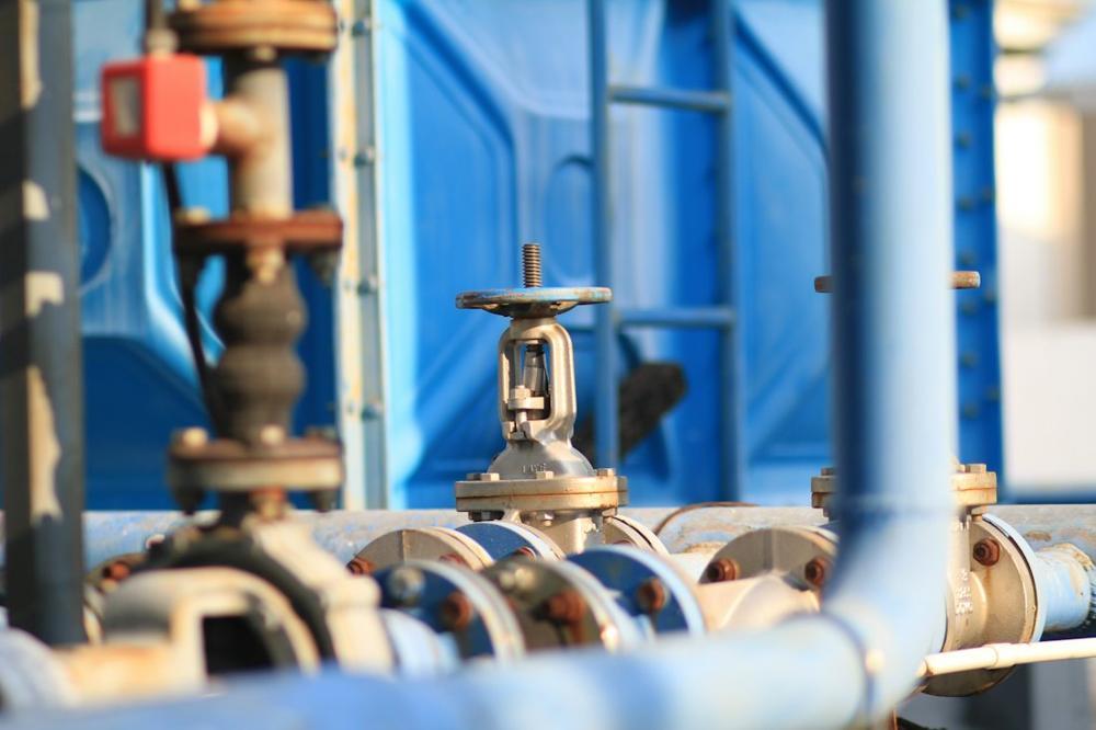 Pipes and valves in a plant room