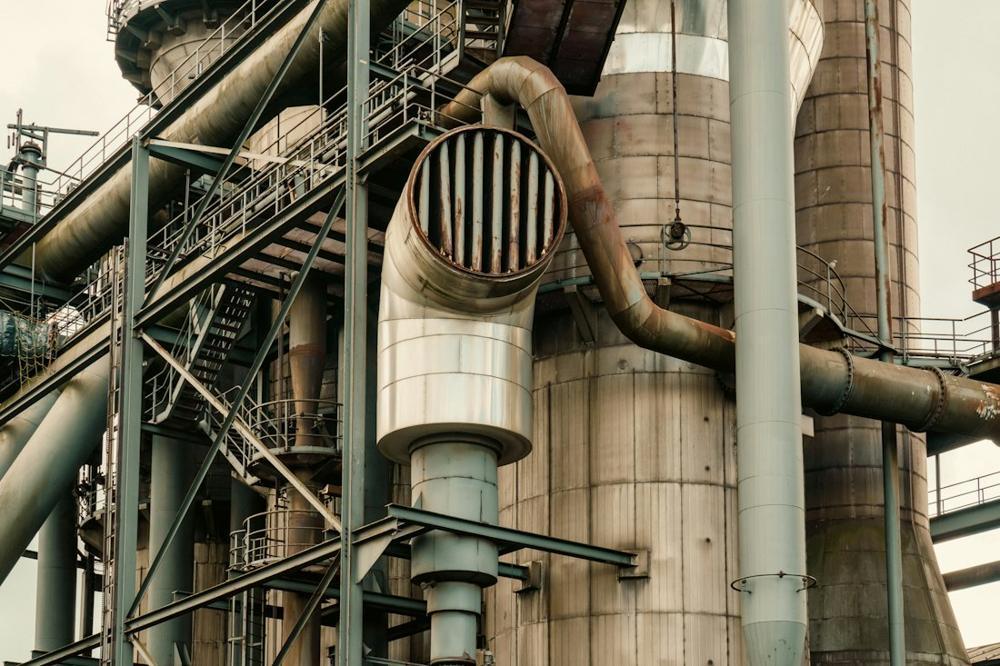 Industrial plant with large pipes