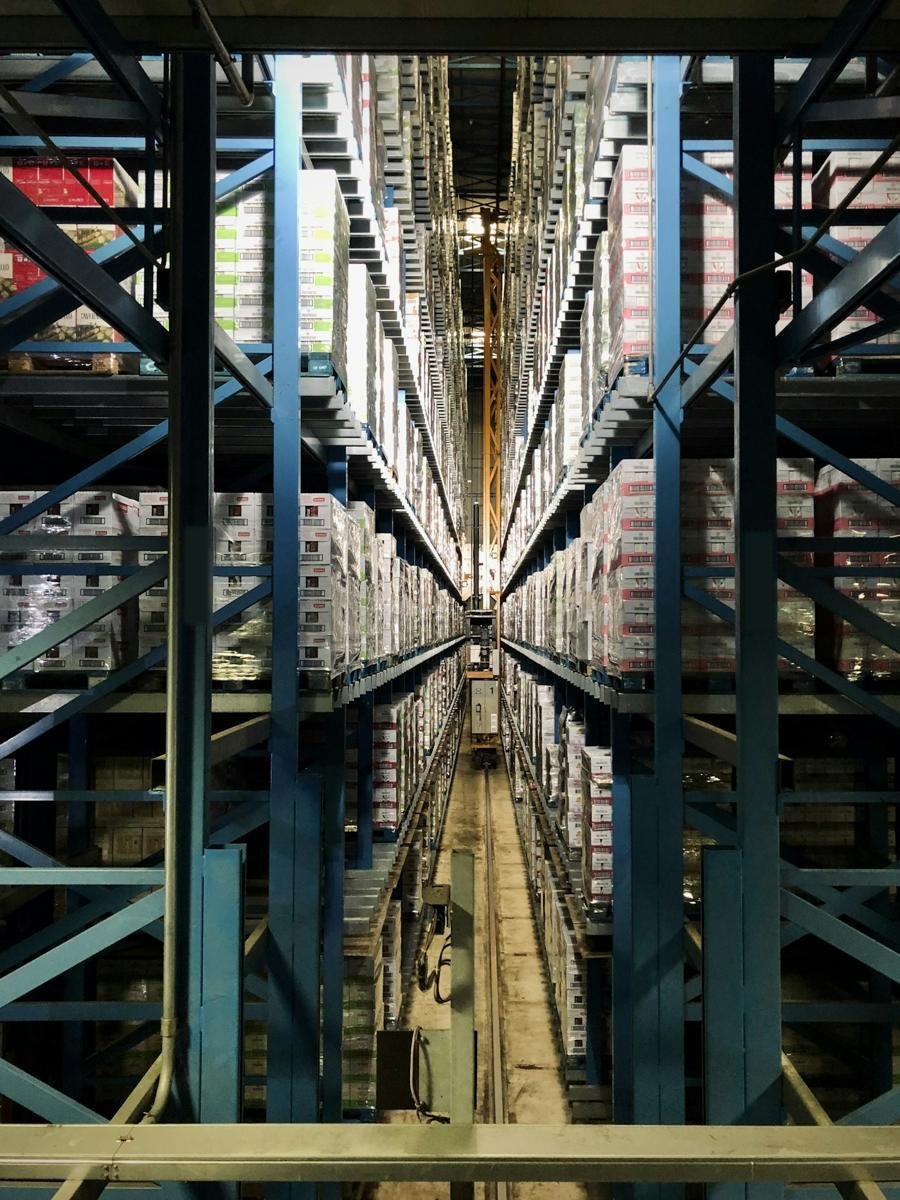 Warehouse aisles with racking